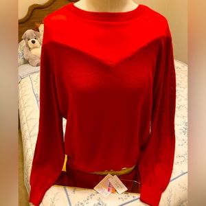 NWT LulaRoe Lizzy Long Sleeve Mesh Sweater - Red